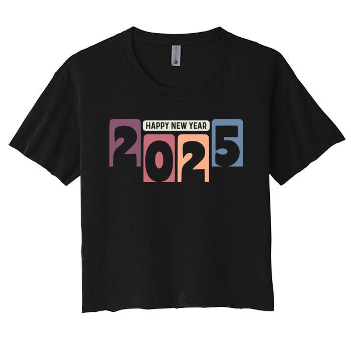 Happy New Year 2025 Celebration Graphic Women's Crop Top Tee