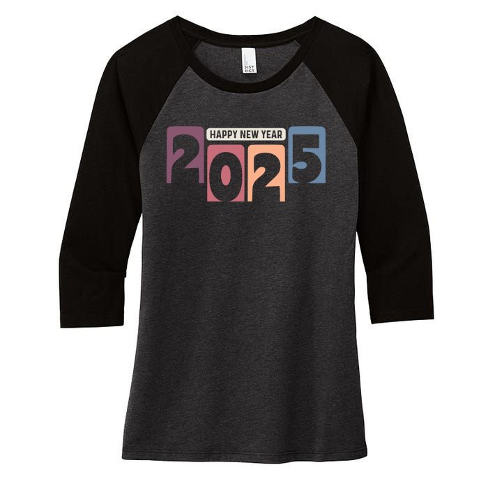 Happy New Year 2025 Celebration Graphic Women's Tri-Blend 3/4-Sleeve Raglan Shirt