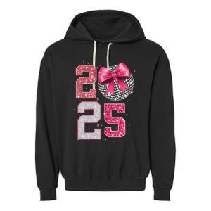 Happy New Year 2025 Disco Ball Coquette Bow Family Garment-Dyed Fleece Hoodie