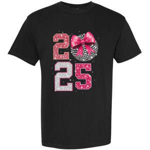 Happy New Year 2025 Disco Ball Coquette Bow Family Garment-Dyed Heavyweight T-Shirt