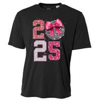 Happy New Year 2025 Disco Ball Coquette Bow Family Cooling Performance Crew T-Shirt