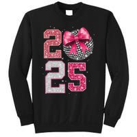 Happy New Year 2025 Disco Ball Coquette Bow Family Sweatshirt