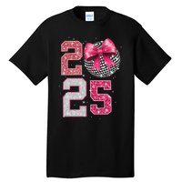 Happy New Year 2025 Disco Ball Coquette Bow Family Tall T-Shirt