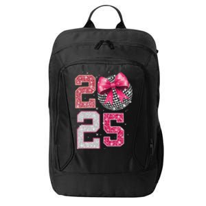 Happy New Year 2025 Disco Ball Coquette Bow Family City Backpack