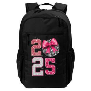 Happy New Year 2025 Disco Ball Coquette Bow Family Daily Commute Backpack