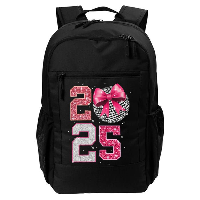 Happy New Year 2025 Disco Ball Coquette Bow Family Daily Commute Backpack