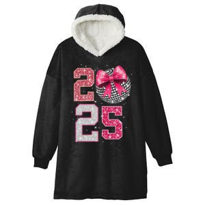 Happy New Year 2025 Disco Ball Coquette Bow Family Hooded Wearable Blanket