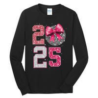 Happy New Year 2025 Disco Ball Coquette Bow Family Tall Long Sleeve T-Shirt