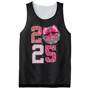 Happy New Year 2025 Disco Ball Coquette Bow Family Mesh Reversible Basketball Jersey Tank