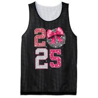 Happy New Year 2025 Disco Ball Coquette Bow Family Mesh Reversible Basketball Jersey Tank