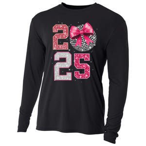 Happy New Year 2025 Disco Ball Coquette Bow Family Cooling Performance Long Sleeve Crew