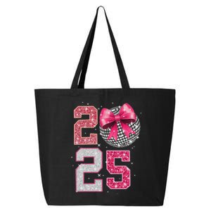 Happy New Year 2025 Disco Ball Coquette Bow Family 25L Jumbo Tote