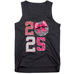 Happy New Year 2025 Disco Ball Coquette Bow Family Tank Top