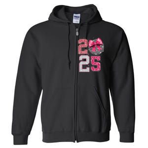 Happy New Year 2025 Disco Ball Coquette Bow Family Full Zip Hoodie