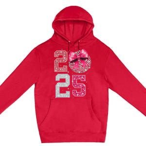 Happy New Year 2025 Disco Ball Coquette Bow Family Premium Pullover Hoodie