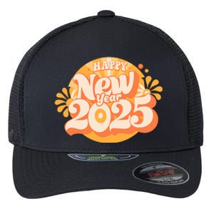 Happy New Year 2025 Celebration Graphic Flexfit Unipanel Trucker Cap