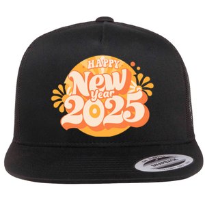 Happy New Year 2025 Celebration Graphic Flat Bill Trucker Hat