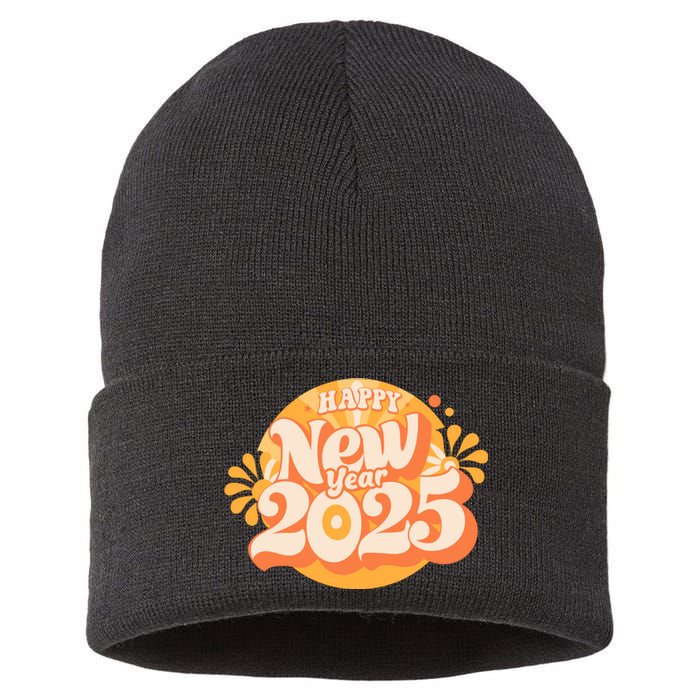 Happy New Year 2025 Celebration Graphic Sustainable Knit Beanie