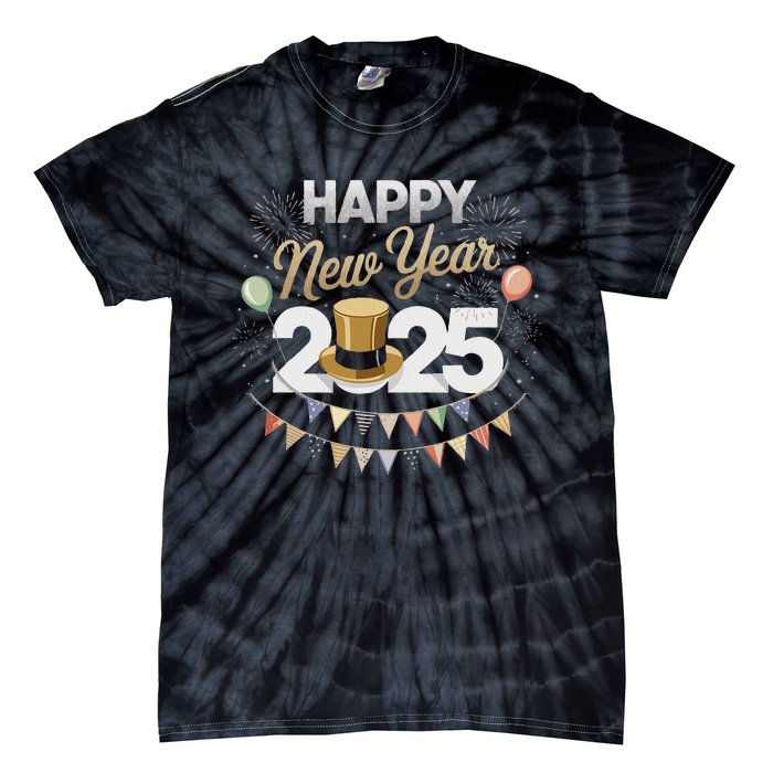 Happy New Year Party 2025 Ballon Family Matching Tie-Dye T-Shirt