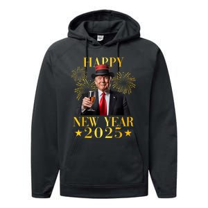 Happy New Year 2025 Funny Trump New Year New America Performance Fleece Hoodie