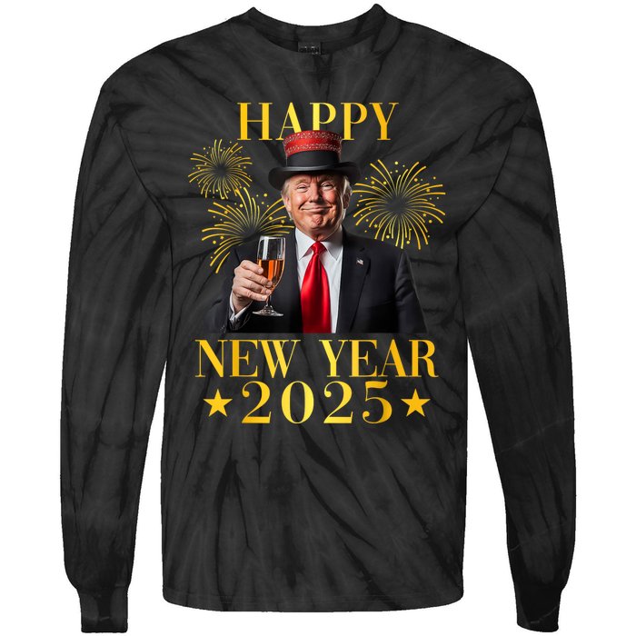 Happy New Year 2025 Funny Trump New Year New America Tie-Dye Long Sleeve Shirt