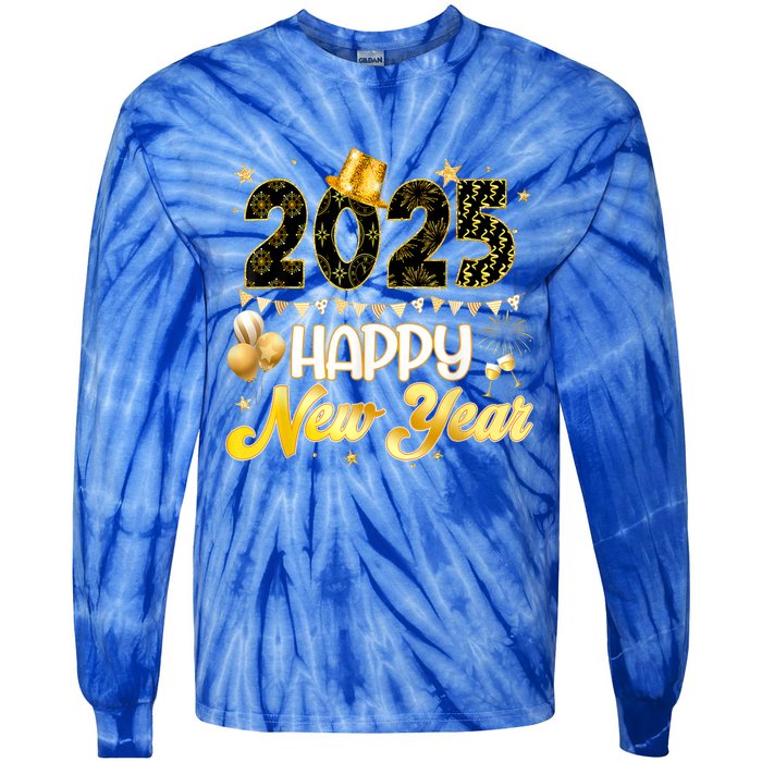 Happy New Year Party 2025 Ballon Family Matching Tie-Dye Long Sleeve Shirt