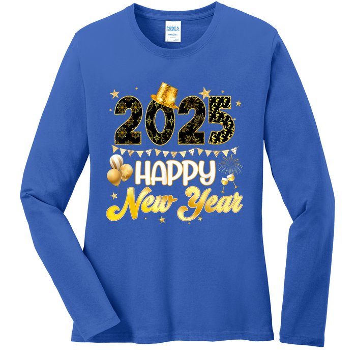 Happy New Year Party 2025 Ballon Family Matching Ladies Long Sleeve Shirt