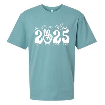 Happy New Year 2025 Celebration Graphic Sueded Cloud Jersey T-Shirt