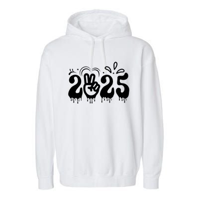 Happy New Year 2025 Celebration Graphic Garment-Dyed Fleece Hoodie