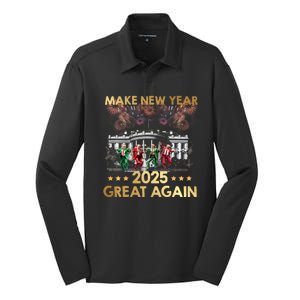 Happy New Year 2025 Make New Year Great Again Trump Dance Silk Touch Performance Long Sleeve Polo