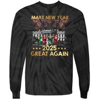 Happy New Year 2025 Make New Year Great Again Trump Dance Tie-Dye Long Sleeve Shirt