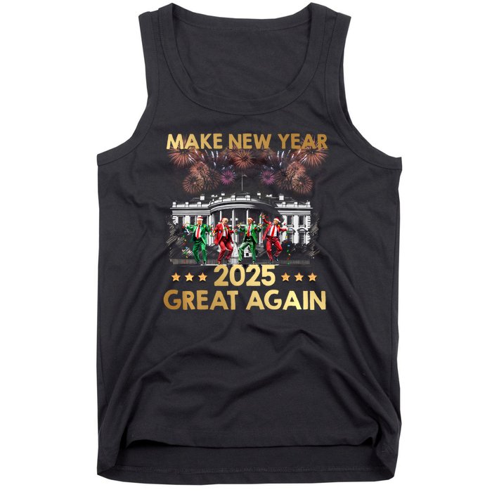 Happy New Year 2025 Make New Year Great Again Trump Dance Tank Top