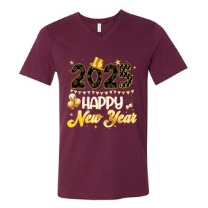 Happy New Year Party 2025 Ballon Family Matching V-Neck T-Shirt