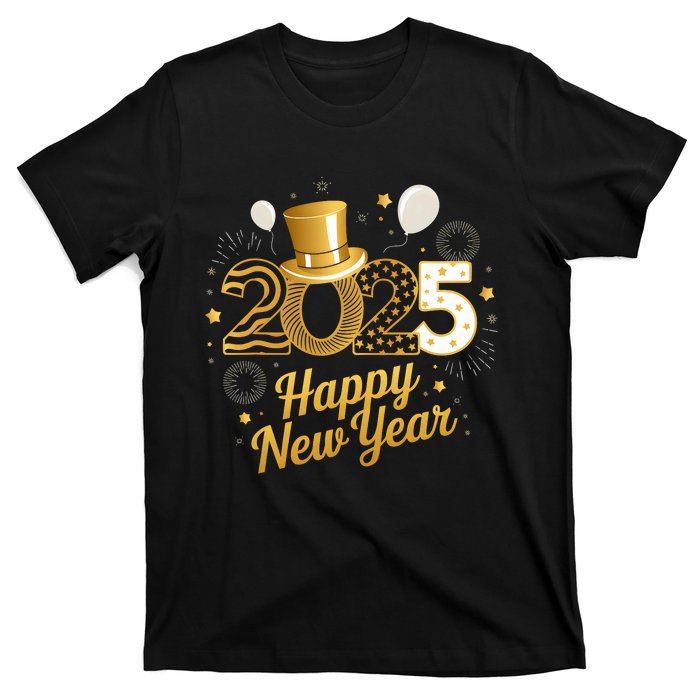 Happy New Year Party 2025 Balloons Family Matching Fireworks T-Shirt