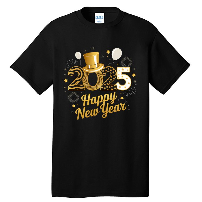 Happy New Year Party 2025 Balloons Family Matching Fireworks Tall T-Shirt