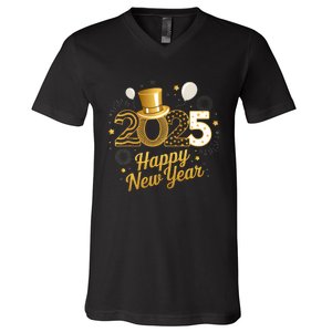 Happy New Year Party 2025 Balloons Family Matching Fireworks V-Neck T-Shirt