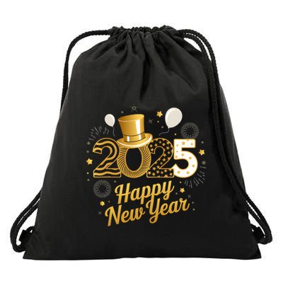 Happy New Year Party 2025 Balloons Family Matching Fireworks Drawstring Bag