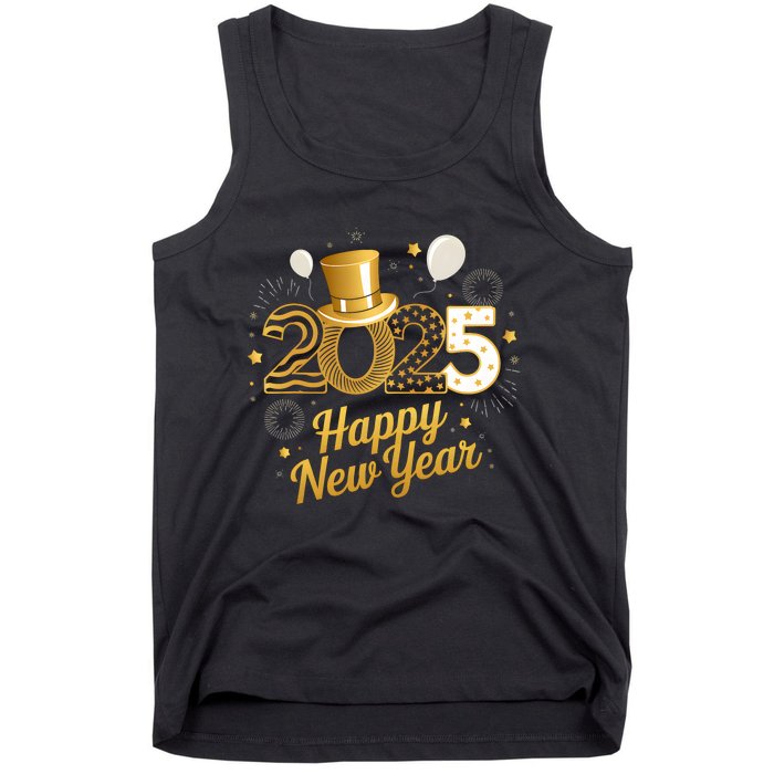 Happy New Year Party 2025 Balloons Family Matching Fireworks Tank Top