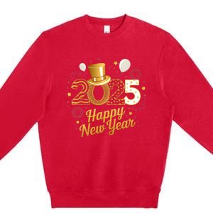 Happy New Year Party 2025 Balloons Family Matching Fireworks Premium Crewneck Sweatshirt