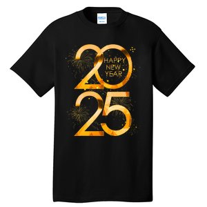 Happy New Year Party Supplies 2025 Family Matching Fireworks Tall T-Shirt