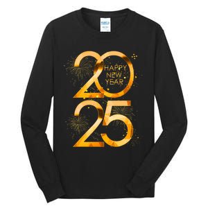 Happy New Year Party Supplies 2025 Family Matching Fireworks Tall Long Sleeve T-Shirt