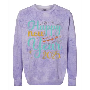 Happy New Year 2025 Celebration Graphic Colorblast Crewneck Sweatshirt