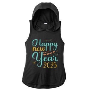 Happy New Year 2025 Celebration Graphic Ladies PosiCharge Tri-Blend Wicking Draft Hoodie Tank