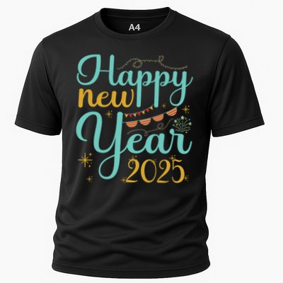 Happy New Year 2025 Celebration Graphic Cooling Performance Crew T-Shirt