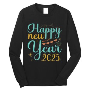 Happy New Year 2025 Celebration Graphic Long Sleeve Shirt