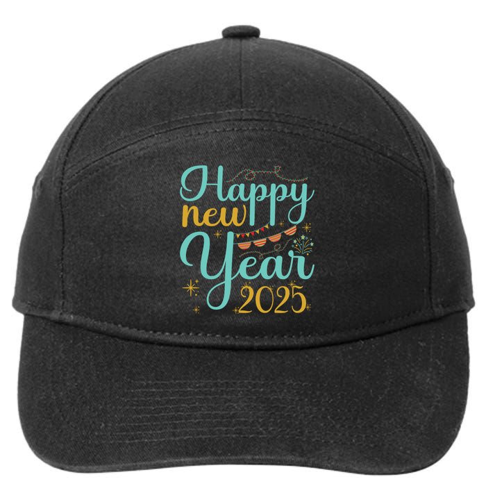 Happy New Year 2025 Celebration Graphic 7-Panel Snapback Hat