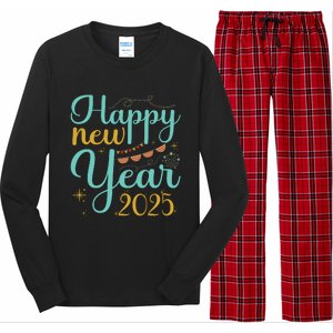 Happy New Year 2025 Celebration Graphic Long Sleeve Pajama Set