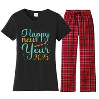 Happy New Year 2025 Celebration Graphic Women's Flannel Pajama Set