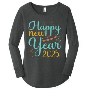 Happy New Year 2025 Celebration Graphic Women's Perfect Tri Tunic Long Sleeve Shirt