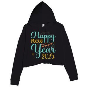 Happy New Year 2025 Celebration Graphic Crop Fleece Hoodie